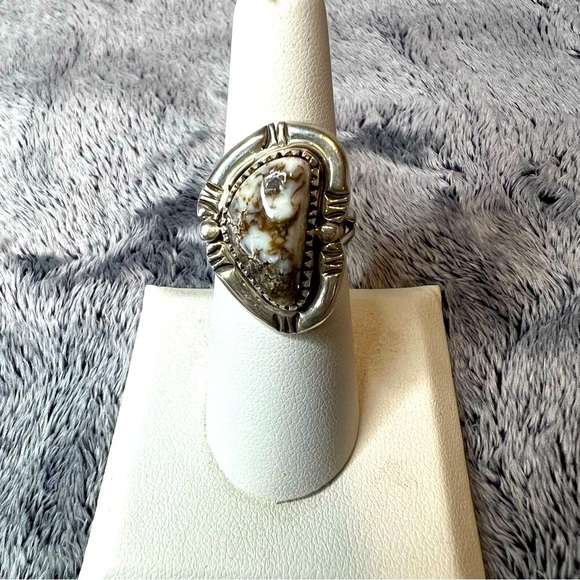 Navajo Sterling Silver Ring J. Abeyta White Buffalo